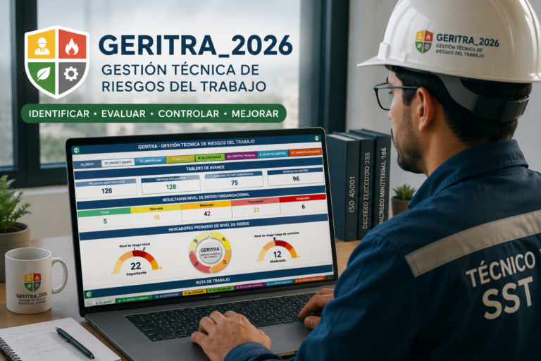 Técnico de Seguridad y Salud en el Trabajo utilizando GERITRA 2026 para la gestión técnica de riesgos del trabajo.